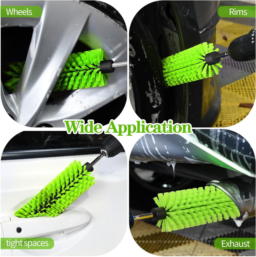 1 Pack Drill Brush for Car Wheel and Bottle(Green)