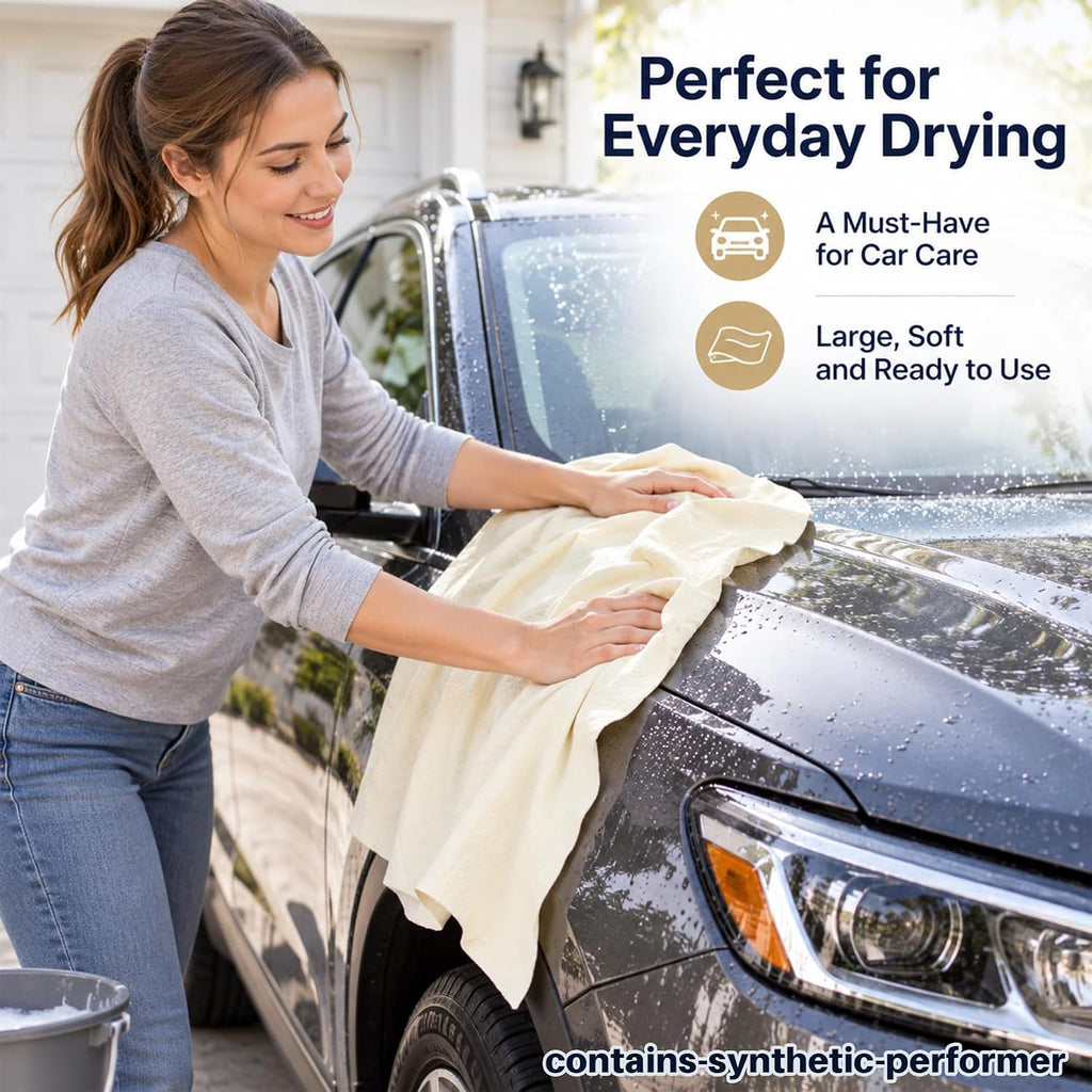 Chamois Cloth for Car Drying Towel - 23.6"X35.4" Sheepskin Leather