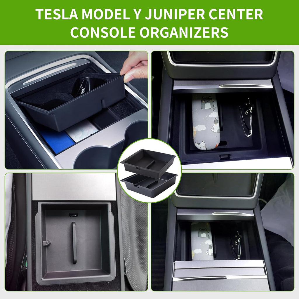 Silicone Center Console Organizer Set for Tesla Model Y (2025-2026) & Model 3 (2024-2026)