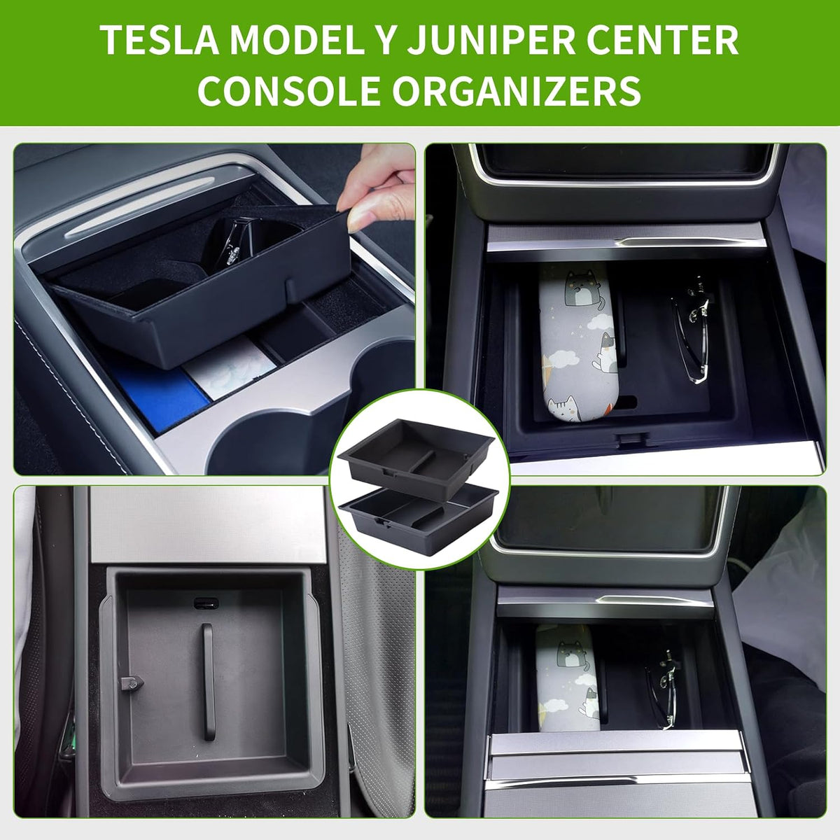 Silicone Center Console Organizer Set for Tesla Model Y (2025-2026) & Model 3 (2024-2026)