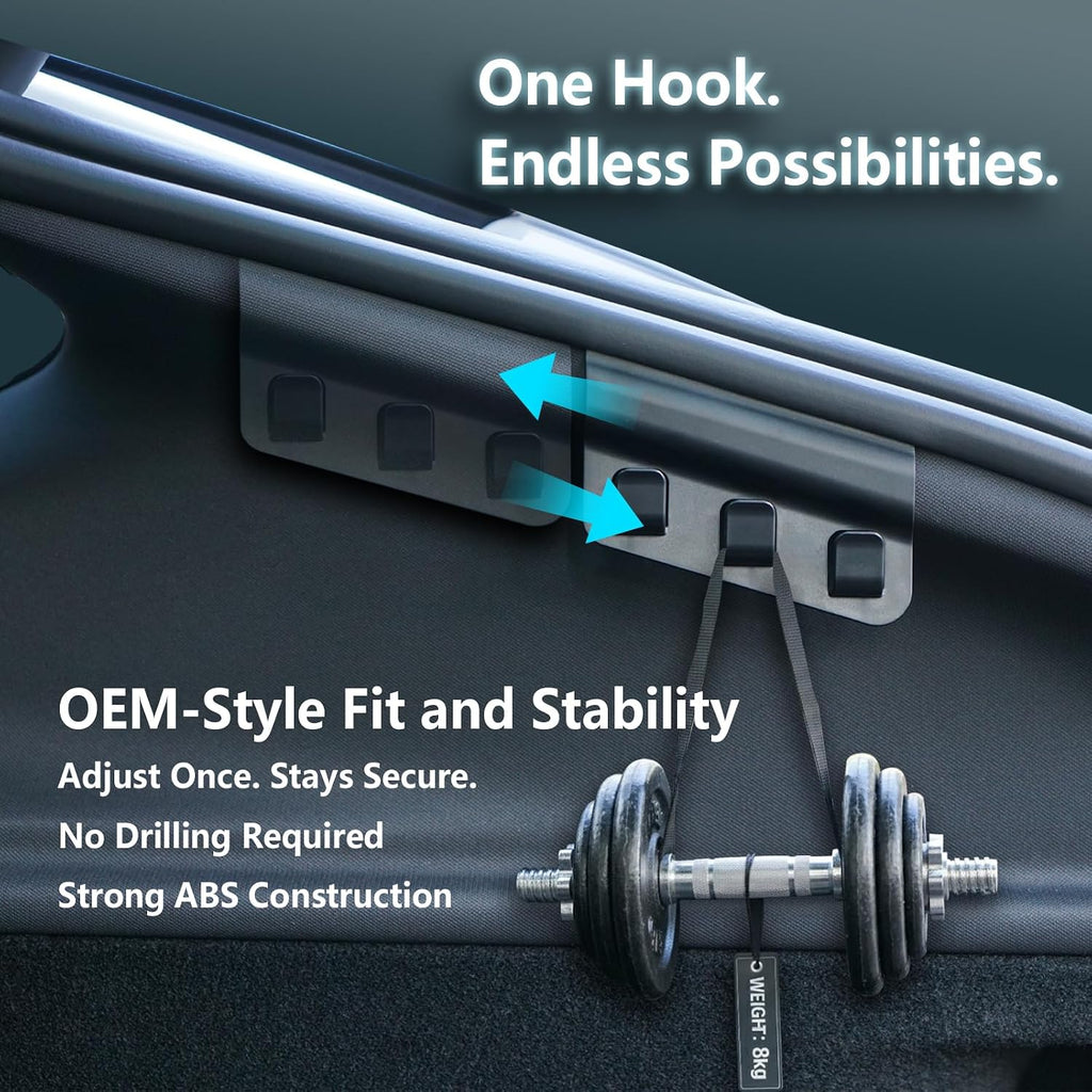 Upgraded Rear Trunk Grocery Bag Hook for 2025-2026 Tesla Model Y Juniper, High-Strength ABS Trunk Organizer Hook, Interior Accessories (Set of 2)