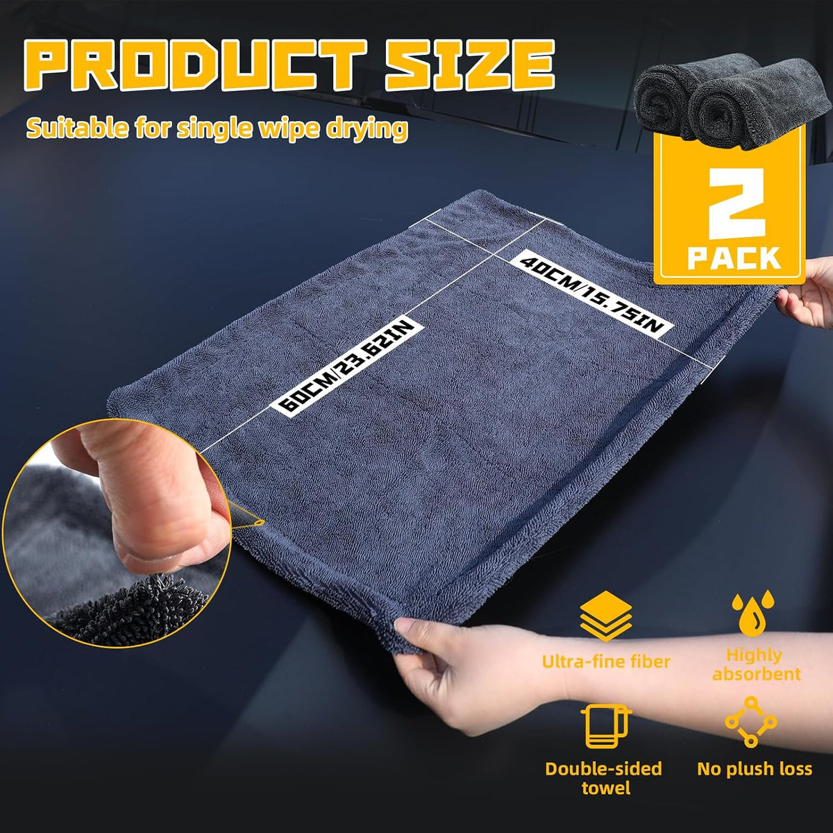Double-Twist Microfiber Drying Towels, 2 Pack