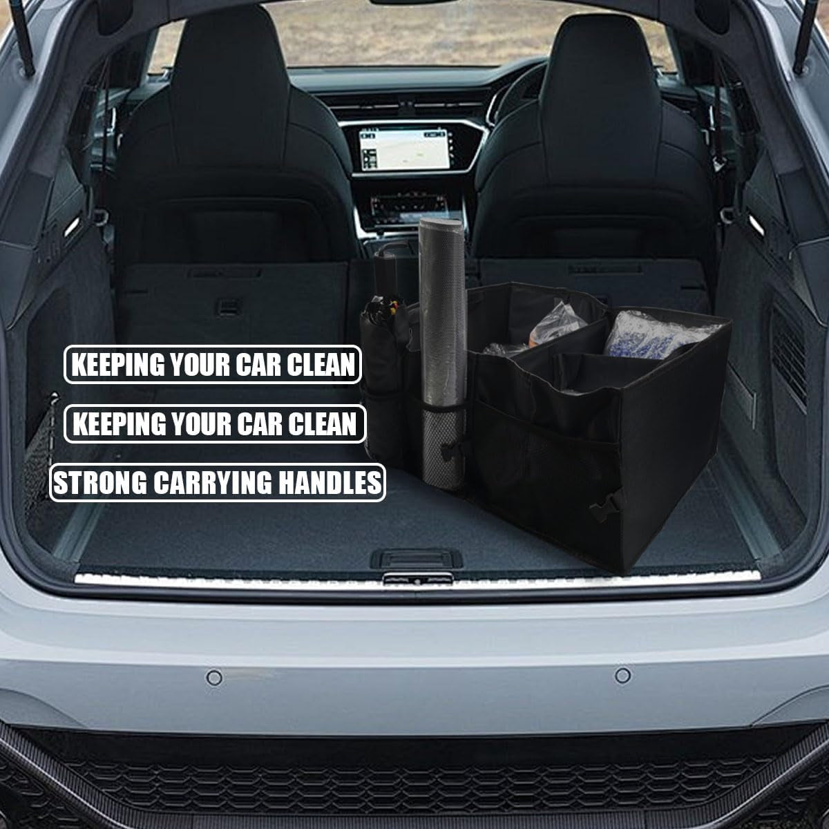 Trunk Organizer for Car - Collapsible Car Storage Organizer with 3 Compartments - Foldable Car Trunk Organizer for Suvs & Sedans - Waterproof Storage Container Box Car Organizer (1PCS)
