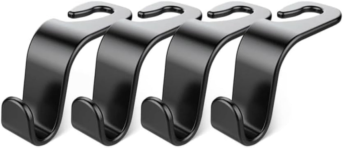 Car Seat Headrest Hook 4 Pack Hanger Storage Organizer Universal for Handbag Purse Coat Fit Universal Vehicle Car Black S Type