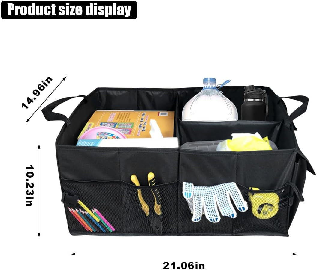 Trunk Organizer for Car - Collapsible Car Storage Organizer with 3 Compartments - Foldable Car Trunk Organizer for Suvs & Sedans - Waterproof Storage Container Box Car Organizer (1PCS)