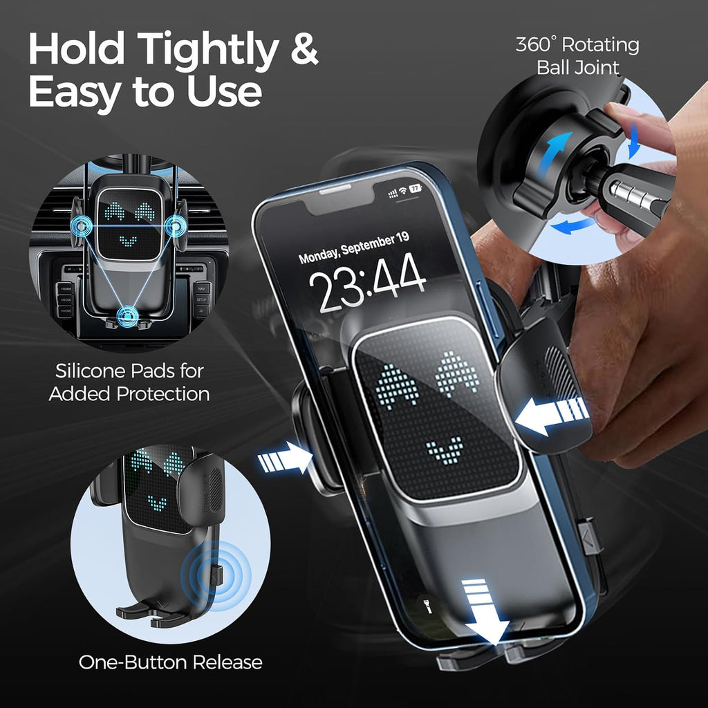 Pickup Truck Phone Holder, Car Phone Holder Mount Heavy Duty, Phone Mount for Truck, Dashboard Windshield, Suction Cup Phone Mount for Video Recording Vlog, 12.6 Inch Long Arm, HT0202