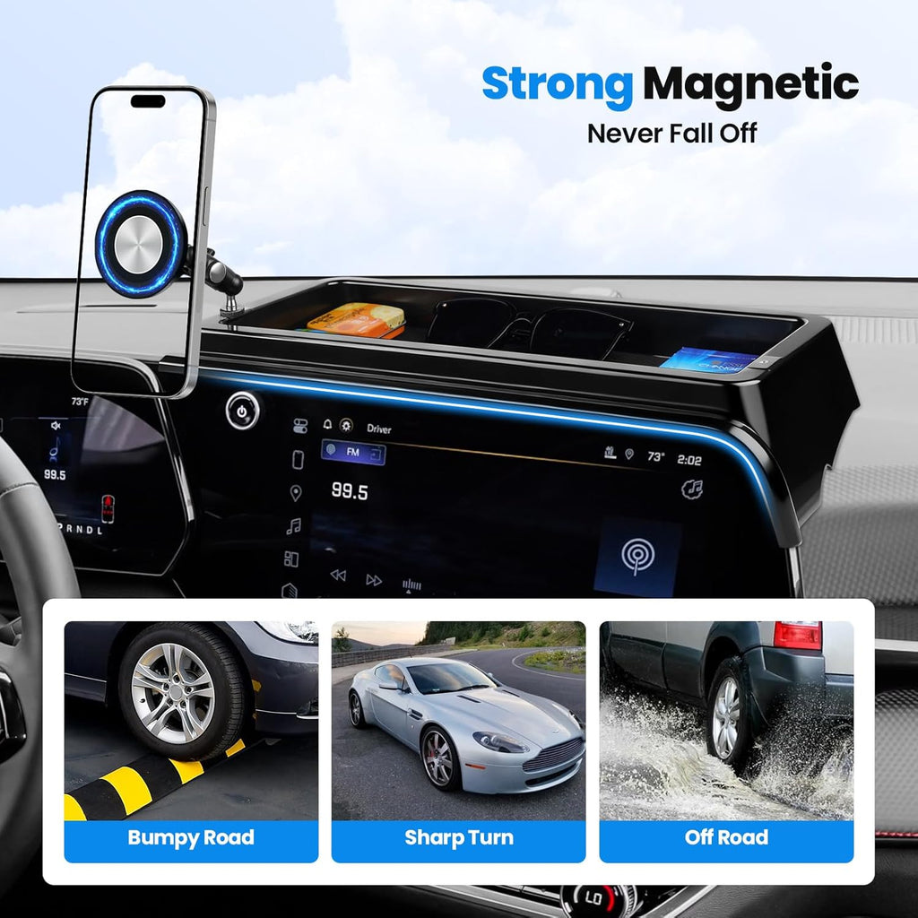 Upgraded 360° Rotation Magnetic Phone Holder Organizer for Chevy Equinox(Lt/Rs/Activ) 2025 2026 Accessories, Screen Organizer & Magnetic Phone Mount for Chevy Equinox 11.3" Screen(Not for EV)