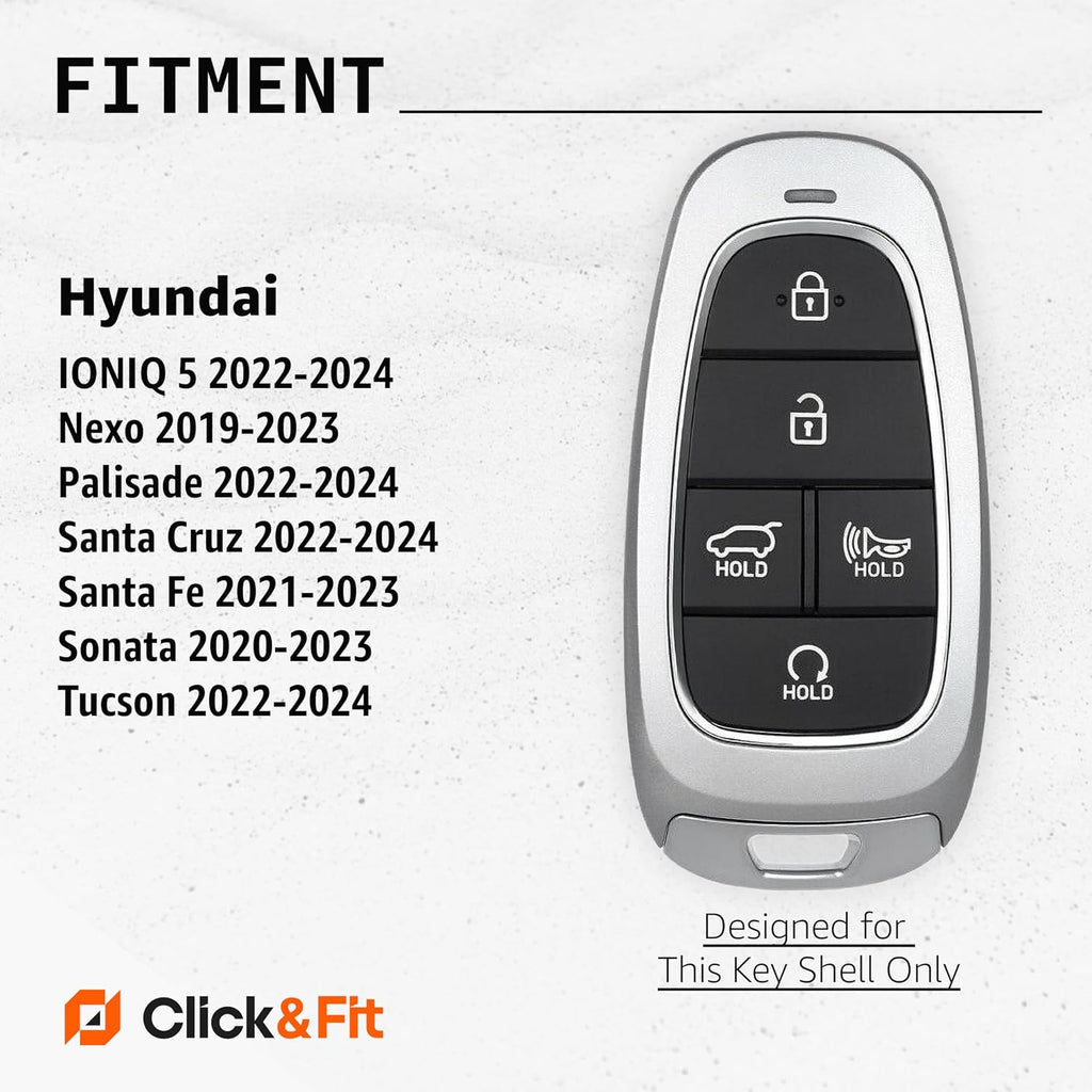 Silicone Key Fob Covers Compatible with Hyundai 2021-2024 Tucson, Santa Fe, Palisade, Sonata, IONIQ 5, Santa Cruz, Nexo – Car Key Shell Rubber Protector 5-B, Slate Black