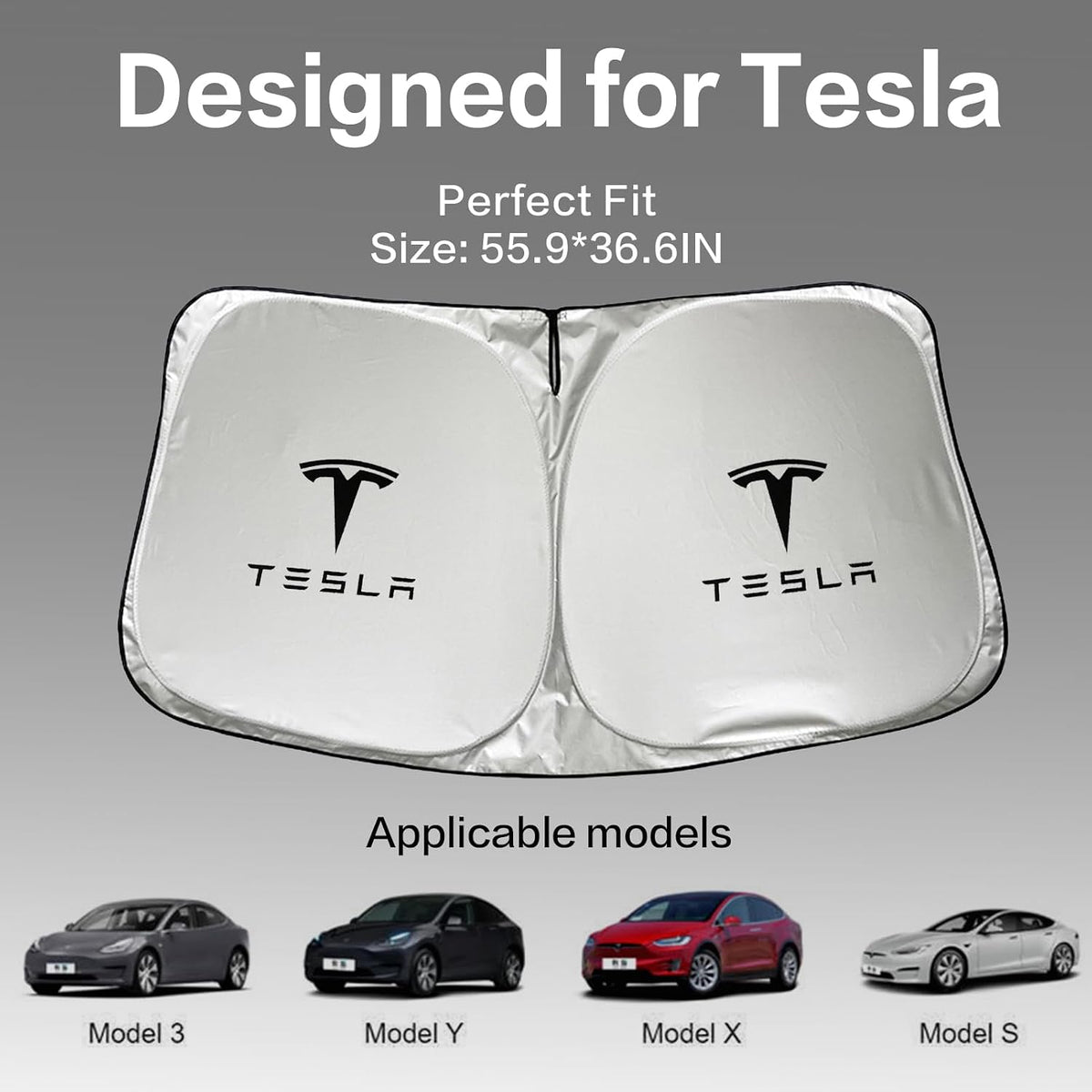 Windshield Sunshade for Tesla Model 3 & Model Y, with Storage Bag