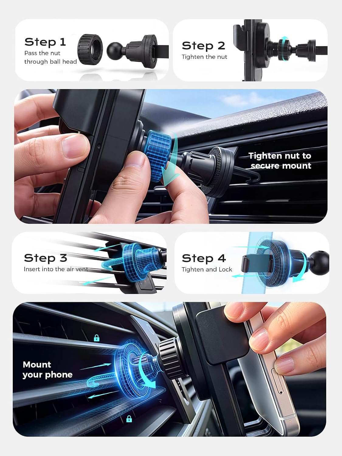 Phone Holders 15W Wireless Car Charger Smart Screen Rotation