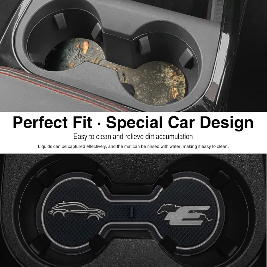 Compatible for Ford Mustang Mach-E Car Cup Holder Coaster, Silicone Decorative Beverage Water Coaster,Car Accessories Pad (Gray)