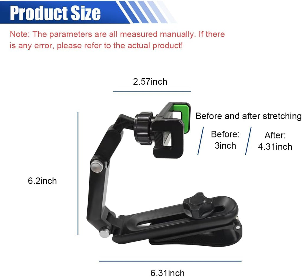 Car Sun Visor Phone Holder, Foldable & Retractable Auto Rear View Mirror Cell Phone Mount, 360° Rotatable Multifunctional Vehicle Smartphone Holder for Home Offices (Black/Green)