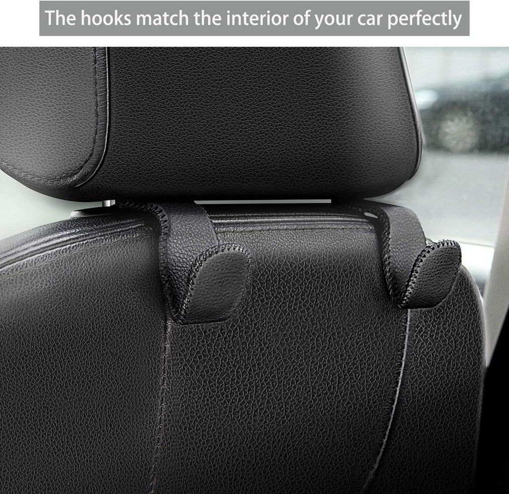 Leather Headrest Hooks for Purses and Bags, 2 Pack