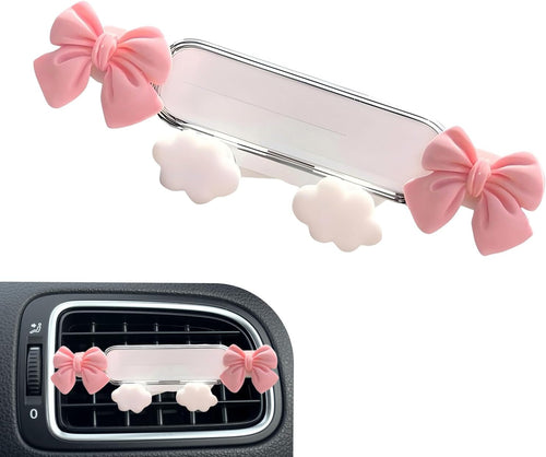 Car Phone Holder, Cute Butterfly Bow Car Vent Phone Holder, Anti-Slip Gravity Auto Lock Cell Mount, Universal Car Air Vent Accessories for Women Girls (White #A)