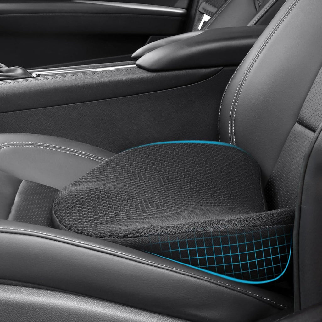 2 in 1 Car Seat Cushion Lumbar Pillow - Comfort Memory Foam Seat Cushion for Driving, Office - Sciatica-Back Pain Relief, Car Cushion for Car, Truck, Office, Wheelchair (Black)