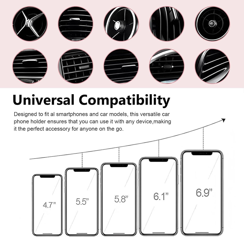 Car Phone Holder, Cute Butterfly Bow Car Vent Phone Holder, Anti-Slip Gravity Auto Lock Cell Mount, Universal Car Air Vent Accessories for Women Girls (White #A)