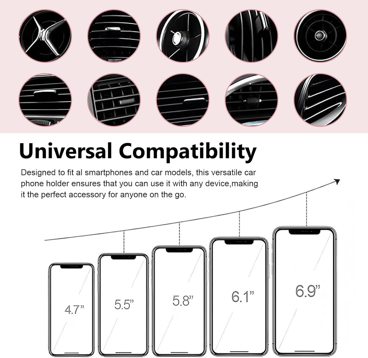 Car Phone Holder, Cute Butterfly Bow Car Vent Phone Holder, Anti-Slip Gravity Auto Lock Cell Mount, Universal Car Air Vent Accessories for Women Girls (White #A)