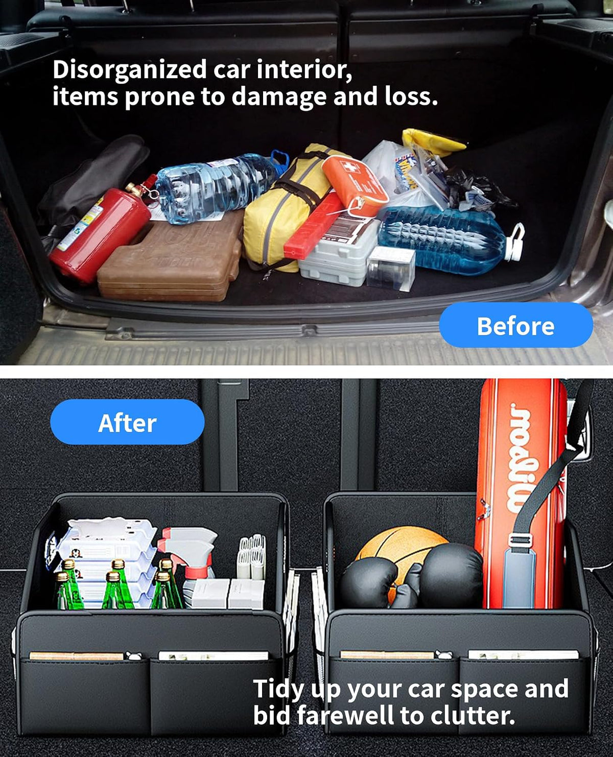 Foldable PU Leather Front Seat Caddy Organizer