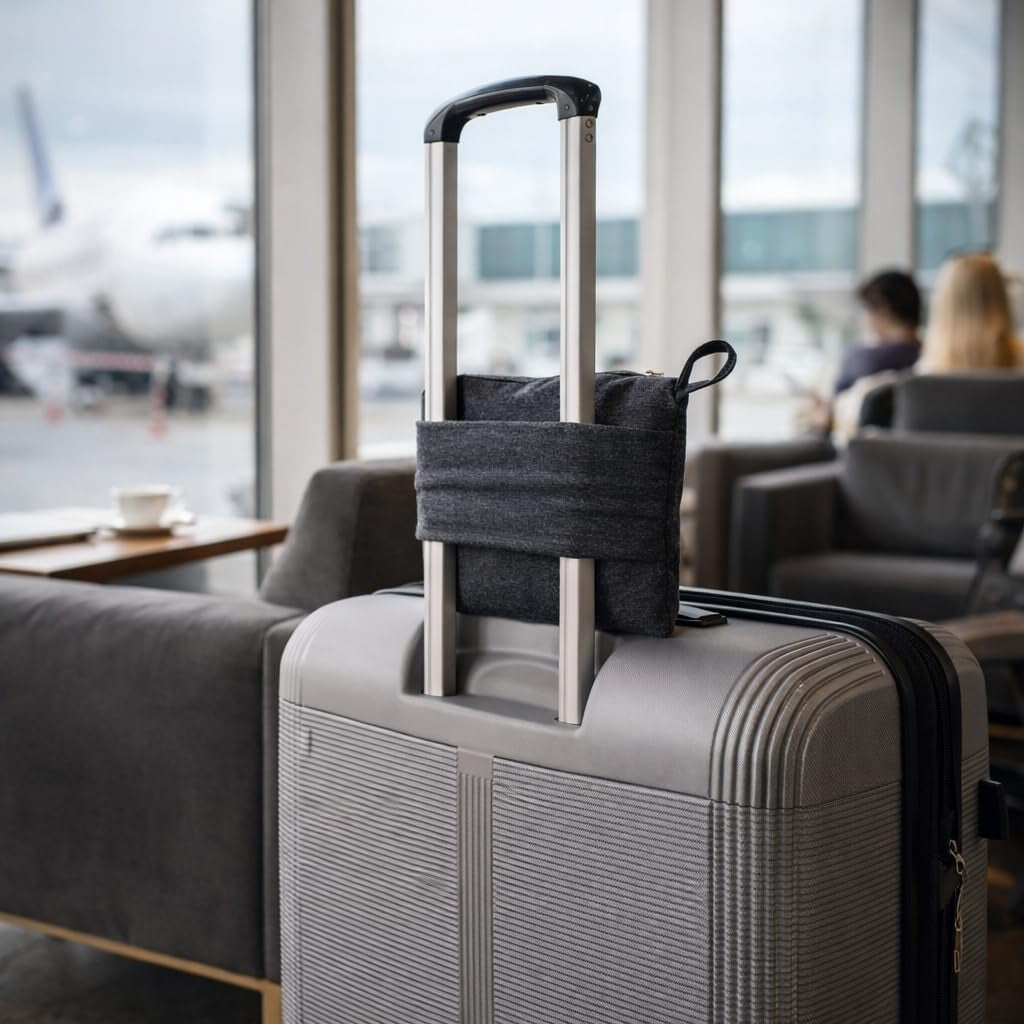 Jersey Knit Packable Travel Blanket Black 50X47 Inch