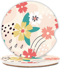 2 Pcs Line Flowers Car Coasters,Ceramic Cup Holder Coasters with a Finger Notch,2.56" Ceramic Stone & Non-Scratch Cork Base,Car Accessories for Women&Man.9