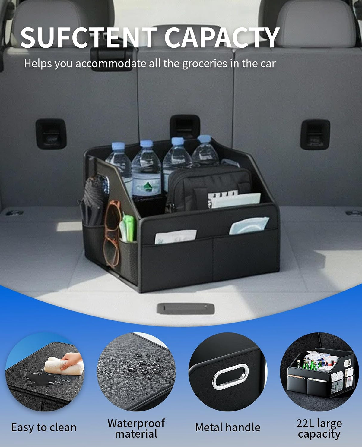 Foldable PU Leather Front Seat Caddy Organizer