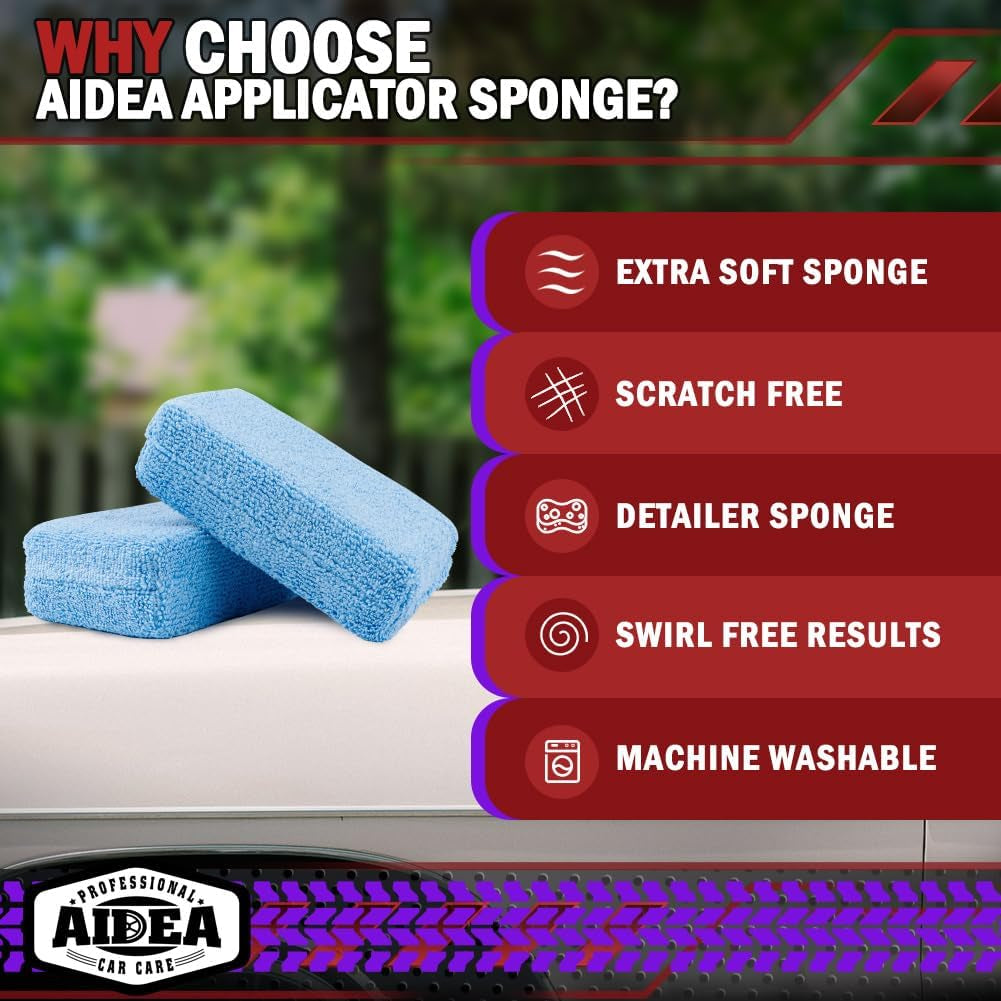 Microfiber Applicator Pad-8 Pack, Car Wash Sponge, Blue