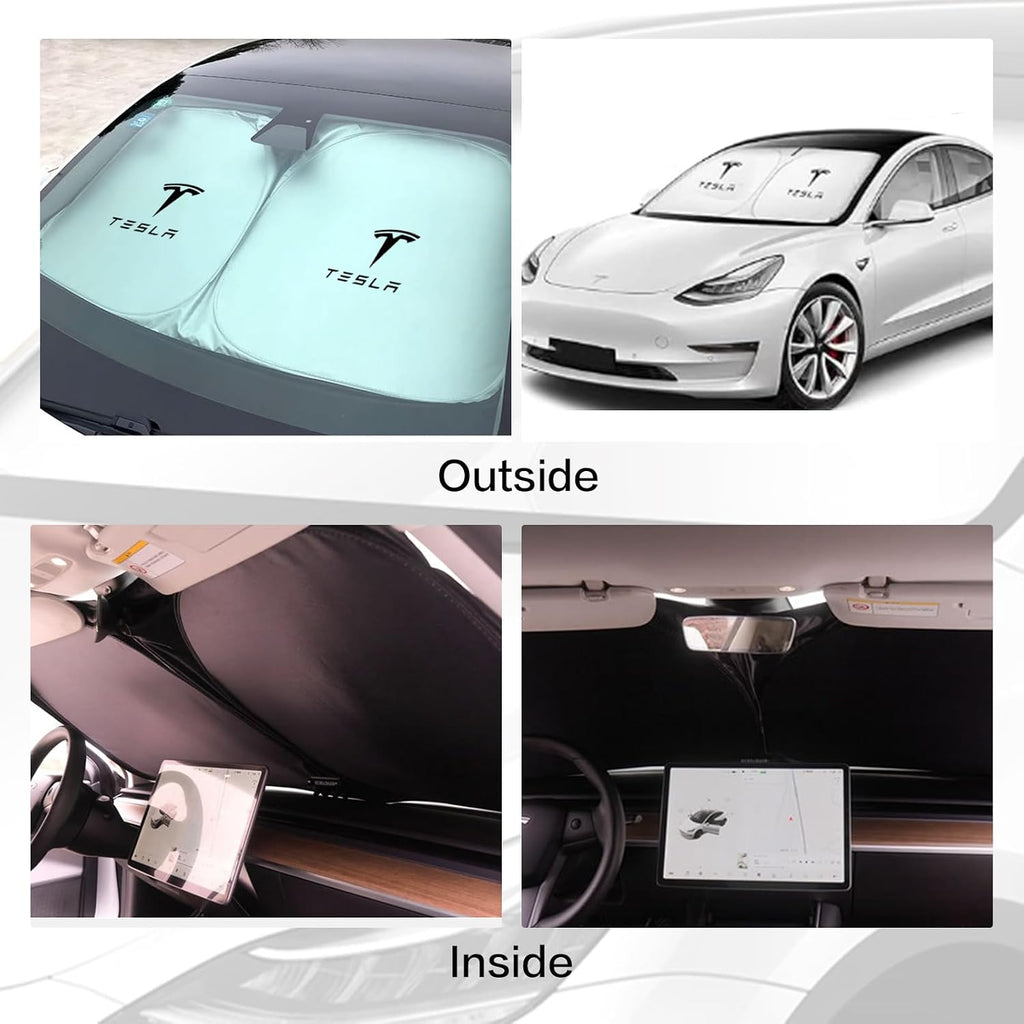 Windshield Sunshade for Tesla Model 3 & Model Y, with Storage Bag