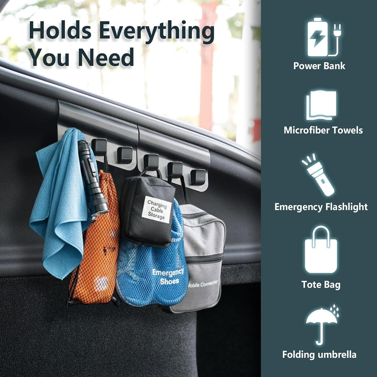 Upgraded Rear Trunk Grocery Bag Hook for 2025-2026 Tesla Model Y Juniper, High-Strength ABS Trunk Organizer Hook, Interior Accessories (Set of 2)
