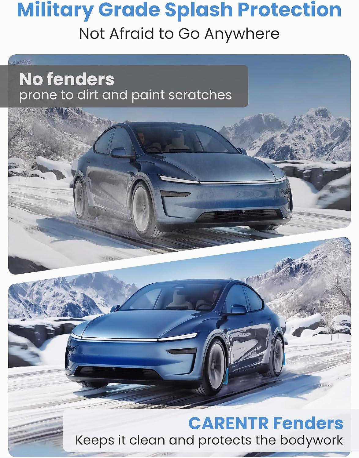 Tesla New Model Y Juniper Mud Flaps 2025 2026 Accessories, Protect Paint, No Drilling Required, Includes All Hardware Installation Tools Accessories (Model Y Juniper 2025+)