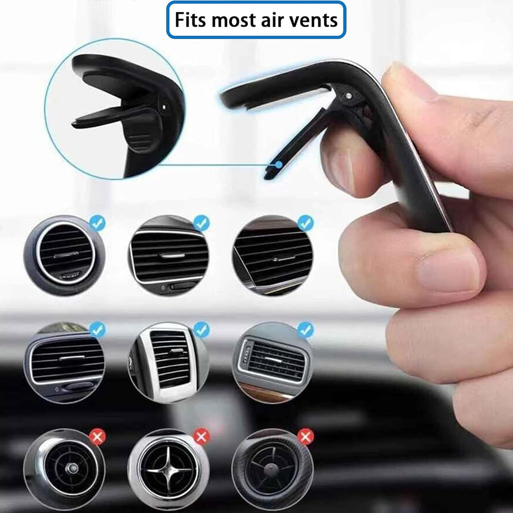 2Pcs Black Universal Phone Holder Car Air Vent Magnetic Mount