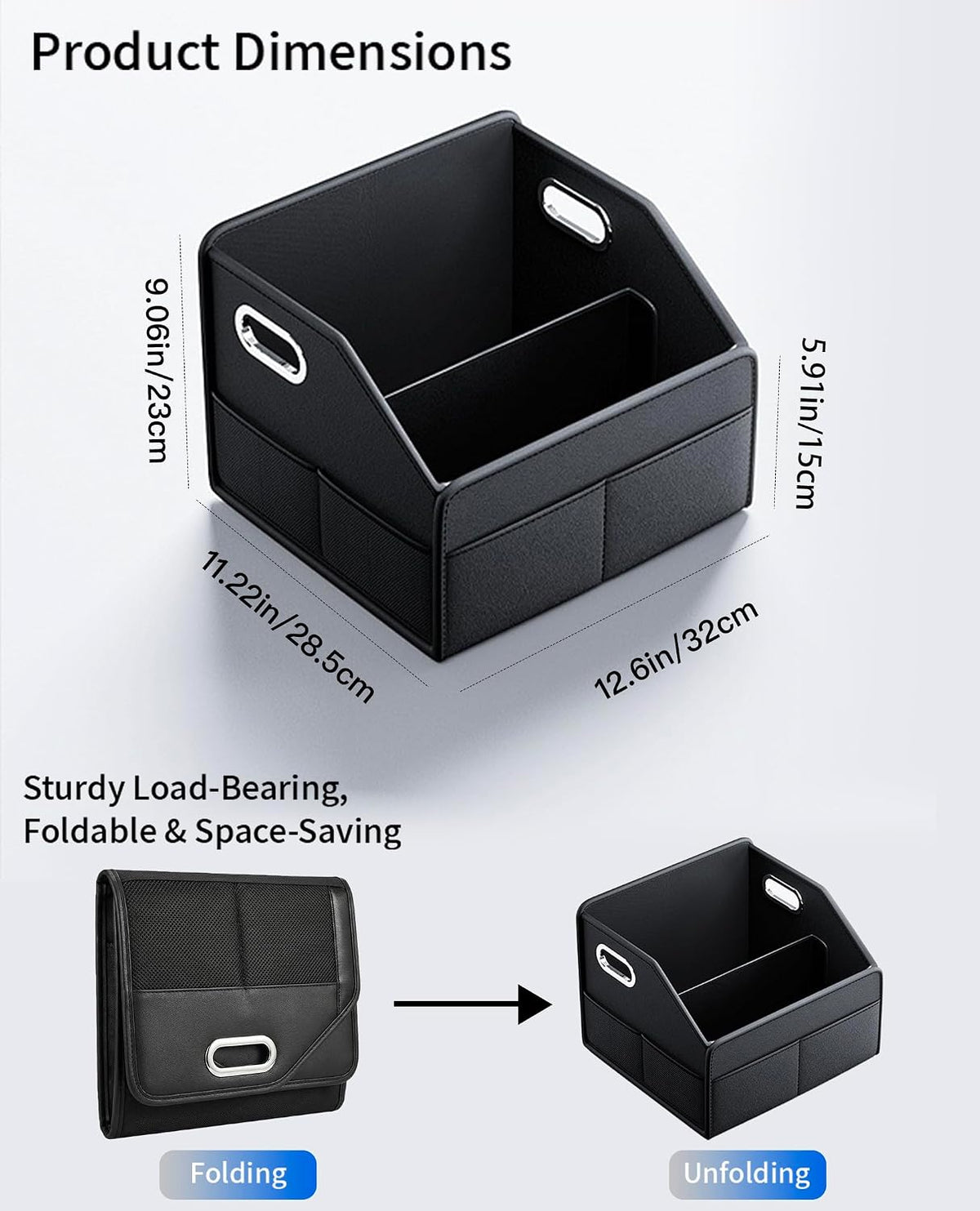 Foldable PU Leather Front Seat Caddy Organizer