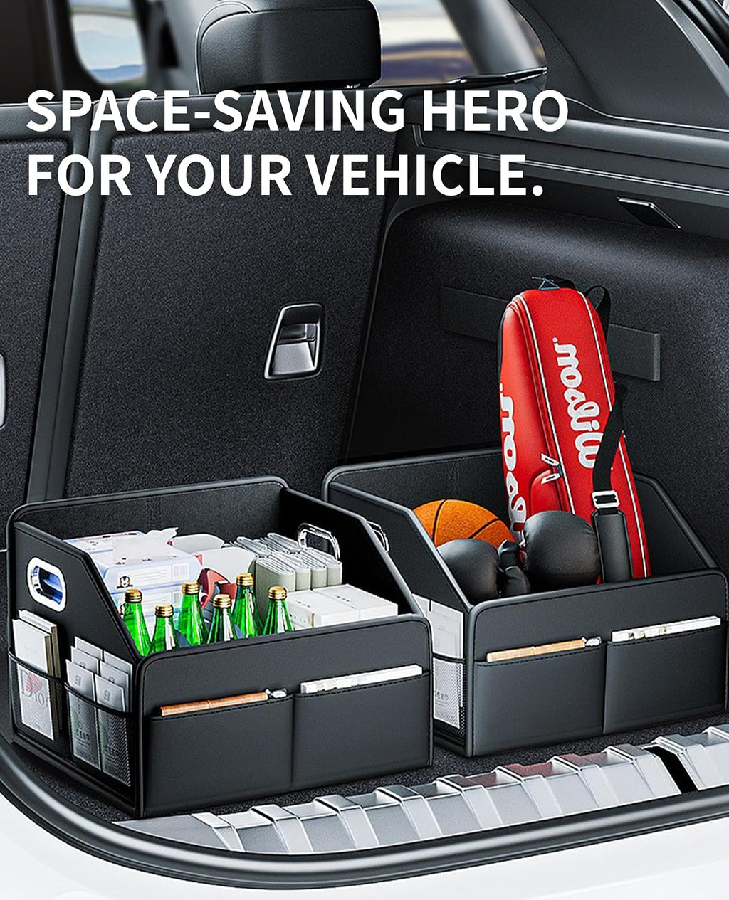 Foldable PU Leather Front Seat Caddy Organizer