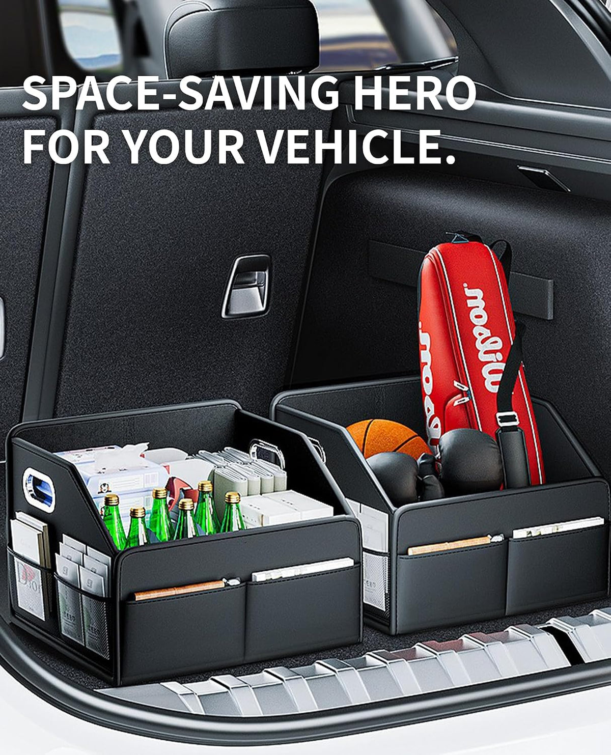 Foldable PU Leather Front Seat Caddy Organizer