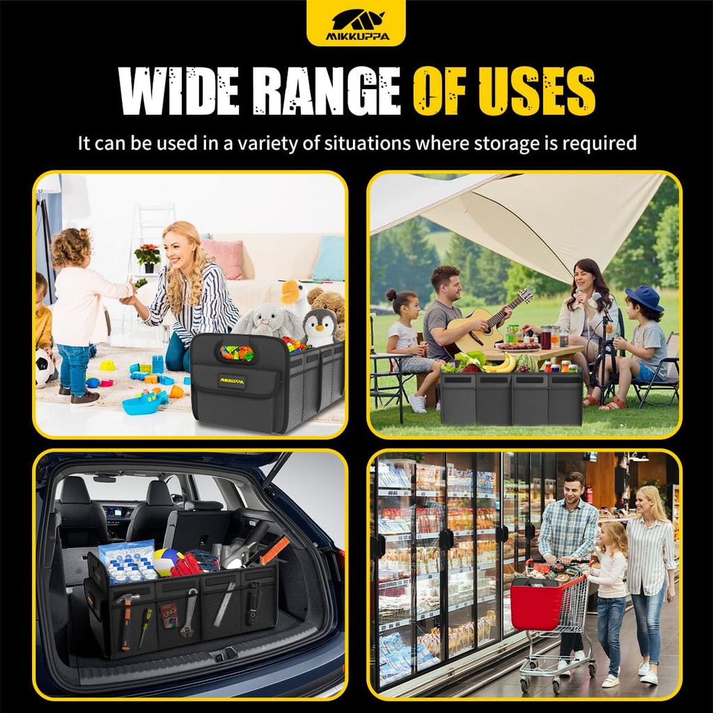 Car Trunk Organizer - 70L Foldable Car Storage for Grocery, Black