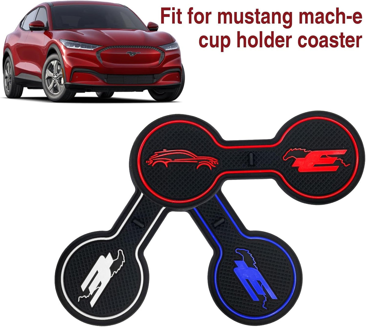Compatible for Ford Mustang Mach-E Car Cup Holder Coaster, Silicone Decorative Beverage Water Coaster,Car Accessories Pad (Gray)