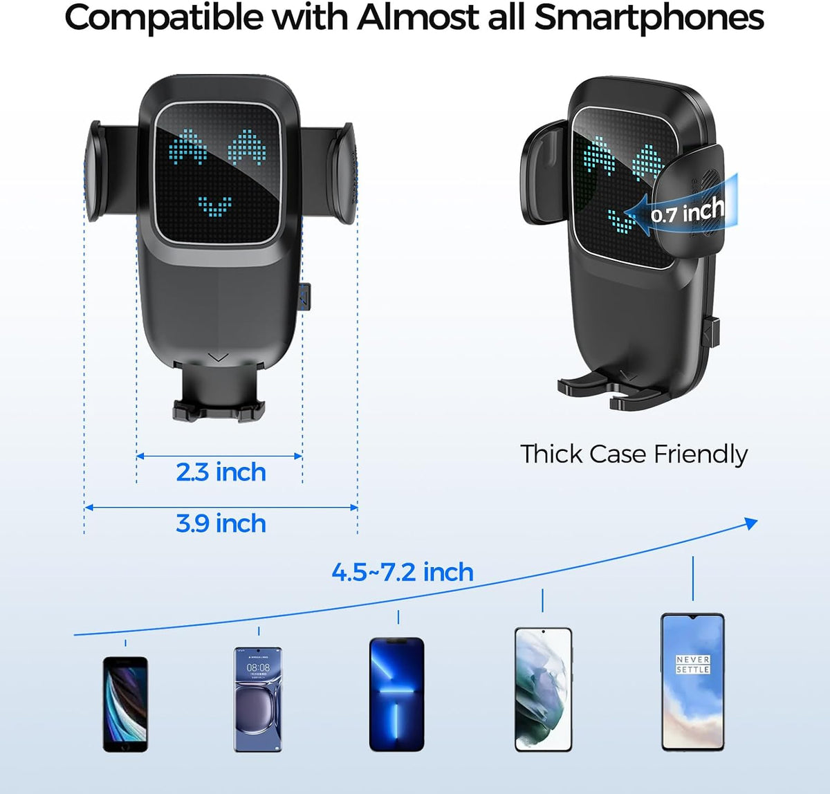 Pickup Truck Phone Holder, Car Phone Holder Mount Heavy Duty, Phone Mount for Truck, Dashboard Windshield, Suction Cup Phone Mount for Video Recording Vlog, 12.6 Inch Long Arm, HT0202