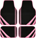 Pink Edge Faux Leather Car Floor Mats Universal Car Carpet Mats with Double Stitch Line Anti-Slip Backing Design, for Cute Girly Women, Fit 95% Automotive,Suvs,Sedan,Vans (Black and Pink)