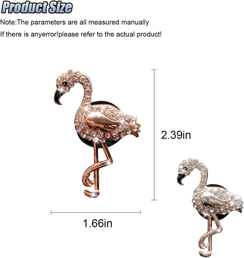 2PCS Bling Flamingo Car Dashboard Air Vent Trim Clips, Crystal Rhinestone Animal Car Air Fresheners Outlet Clip, Cute Automotive Interior Diffuser Decoration Accessories for Women (Flamingo)