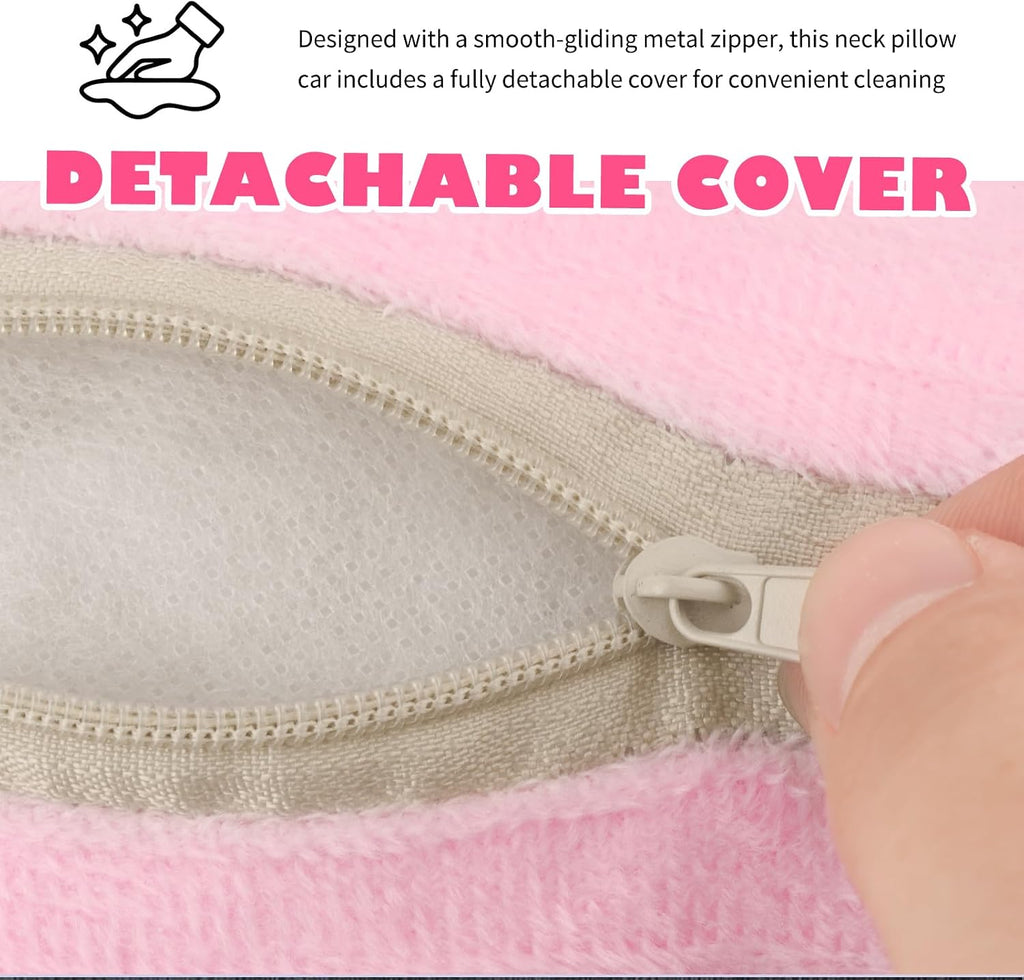 2PCS Soft Car Headrest Pillow,Ergonomic Car Neck Pillow (Pink)