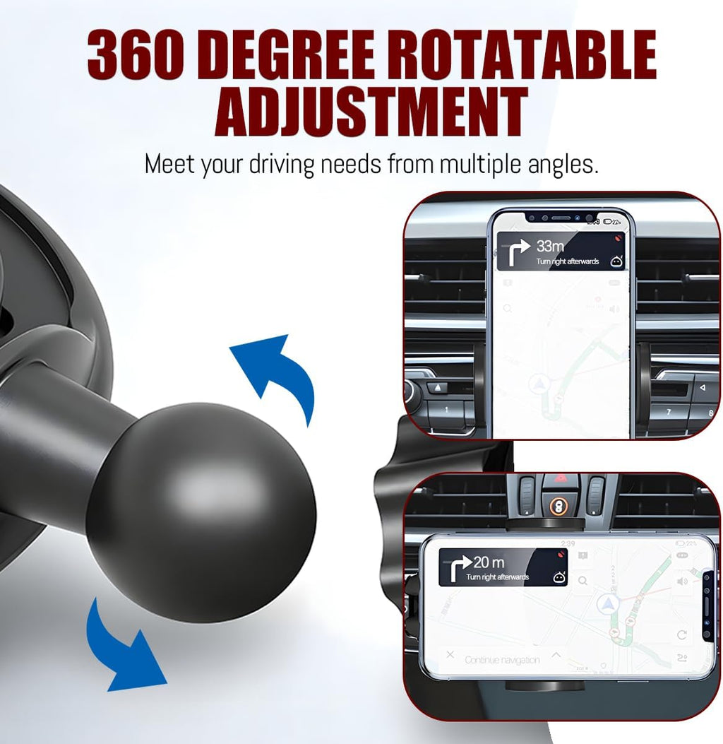 Car CD Slot Phone Holder, 360° Rotatable Anti-Vibration Sturdy CD Player Vehicles Cellphone Mount, Single-Press Release Hands-Free Automotive Smartphone Holder, Universal Fit (Gray)