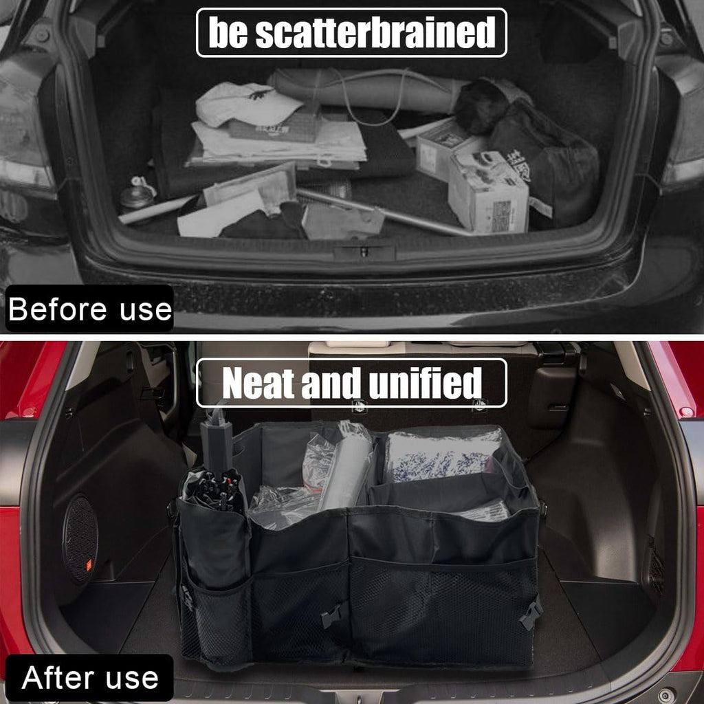 Trunk Organizer for Car - Collapsible Car Storage Organizer with 3 Compartments - Foldable Car Trunk Organizer for Suvs & Sedans - Waterproof Storage Container Box Car Organizer (1PCS)