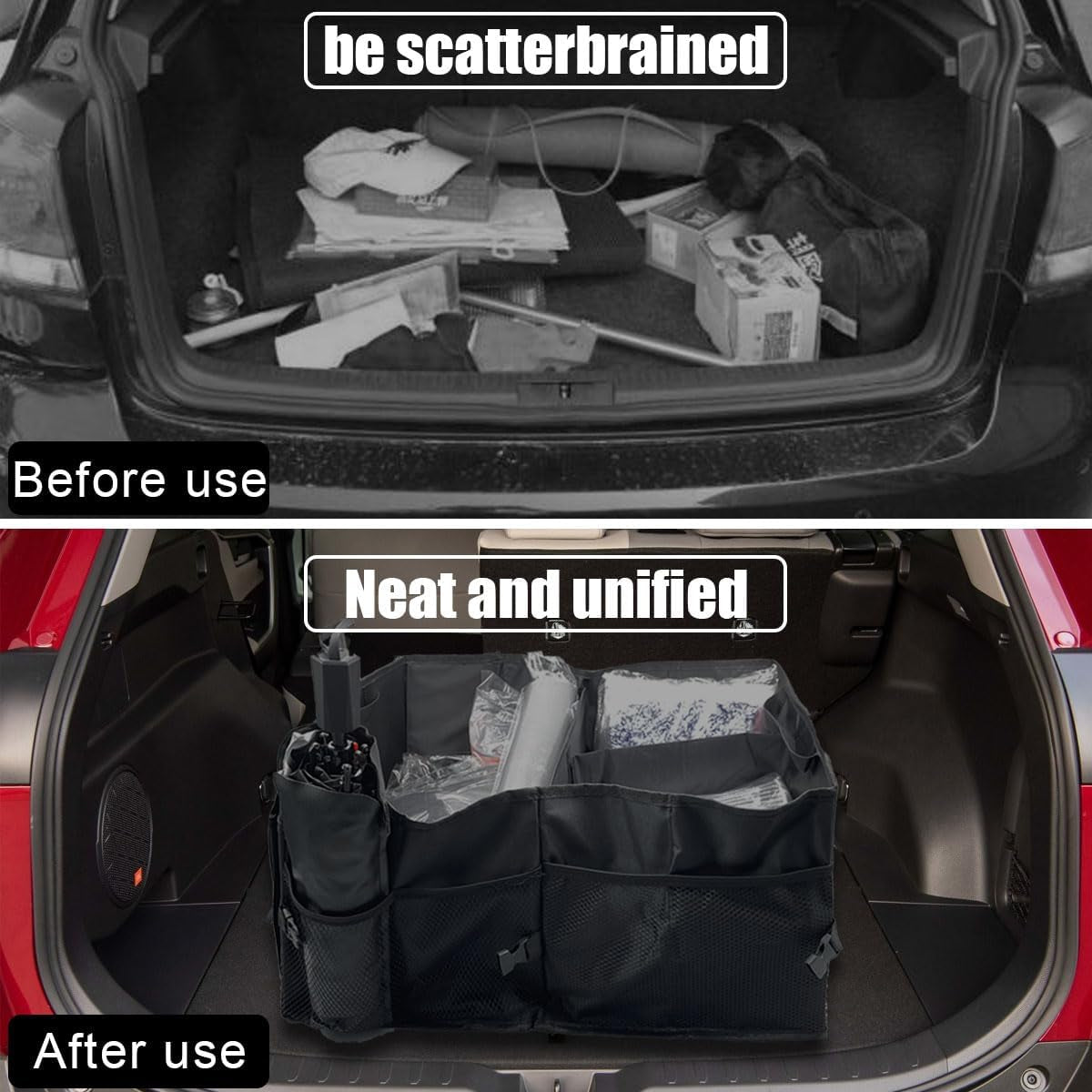 Trunk Organizer for Car - Collapsible Car Storage Organizer with 3 Compartments - Foldable Car Trunk Organizer for Suvs & Sedans - Waterproof Storage Container Box Car Organizer (1PCS)