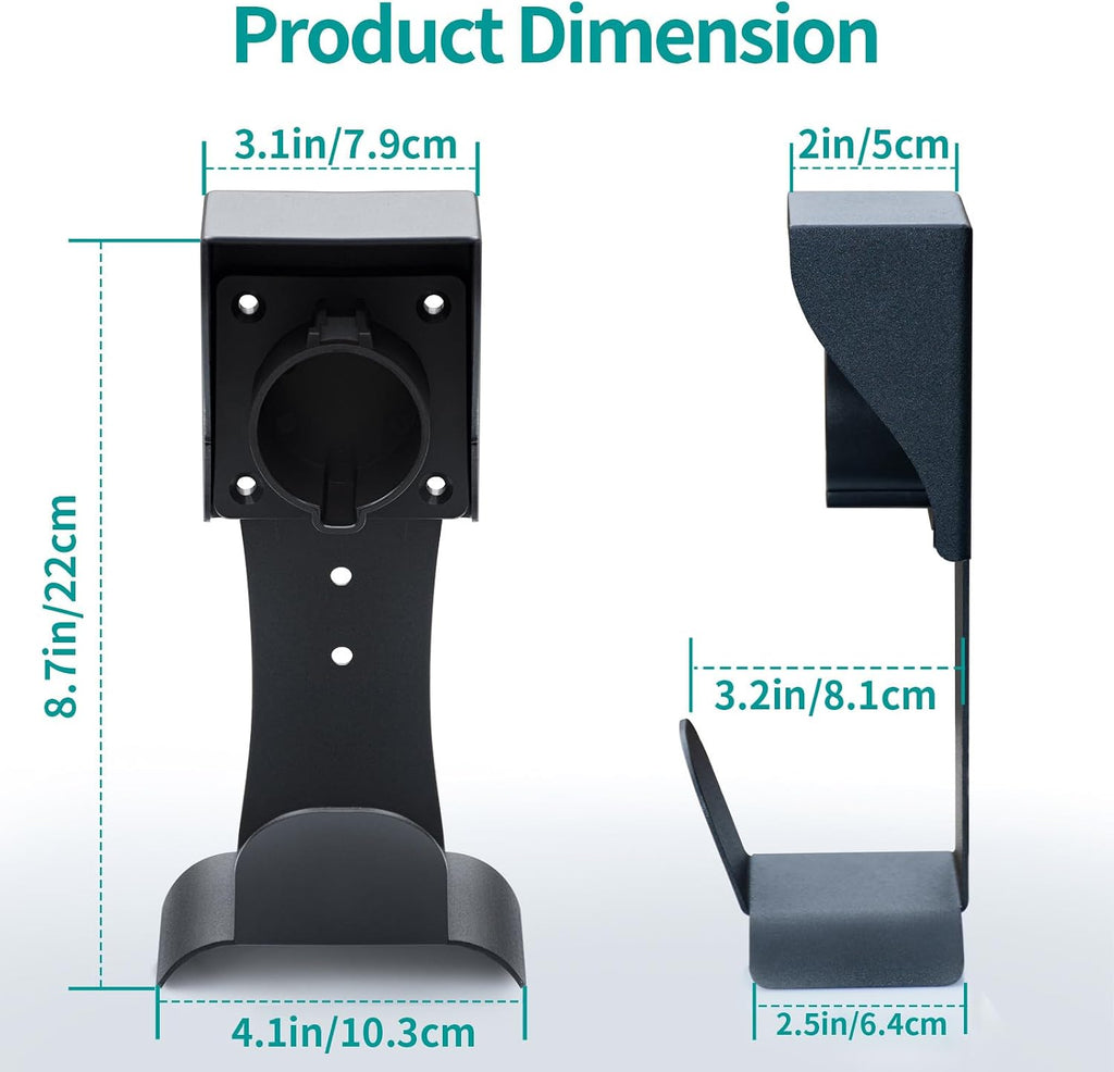 EV Charger Holder Wall Mount for J1772 Connectors (Indoor/Outdoor)