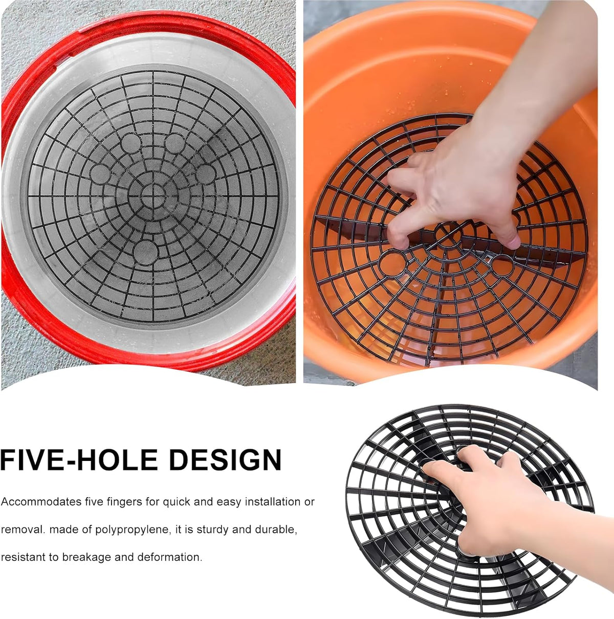 2PCS Car Wash Bucket Insert, Auto Washing Grit Trap Bucket Filter Removes Dirt & Debris, Car Dirt Guard Detailing & Cleaning Tool Fits 12 Inch Diameter or 3-5 Gallon Buckets (Red)