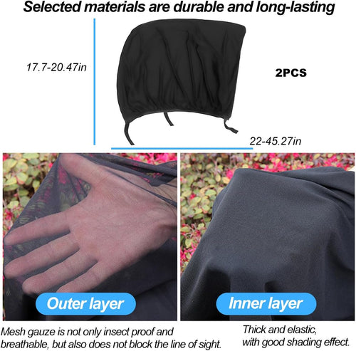 Car Window Shades, 2PCS Breathable Vehicle Rear Side Window Screen with Zipper, Automotive Interior Sunshades Protection Cover Accessories for Camping Privacy, Universal Fit