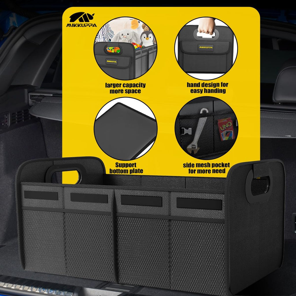 Car Trunk Organizer - 70L Foldable Car Storage for Grocery, Black