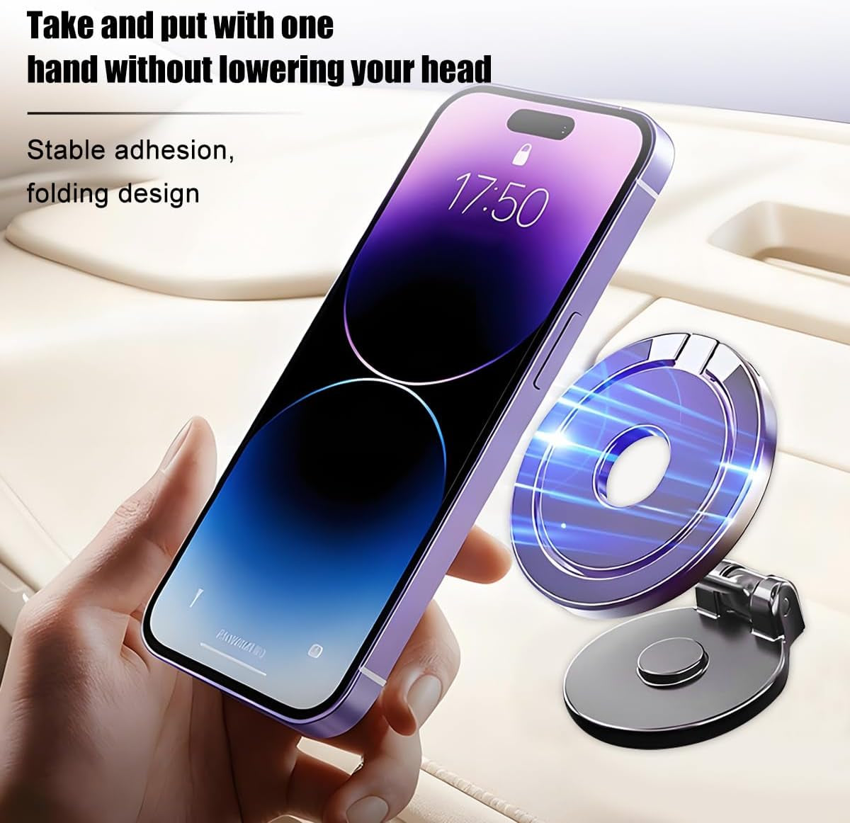 Foldable 360-Degree Magnetic Dashboard Phone Mount, Style A