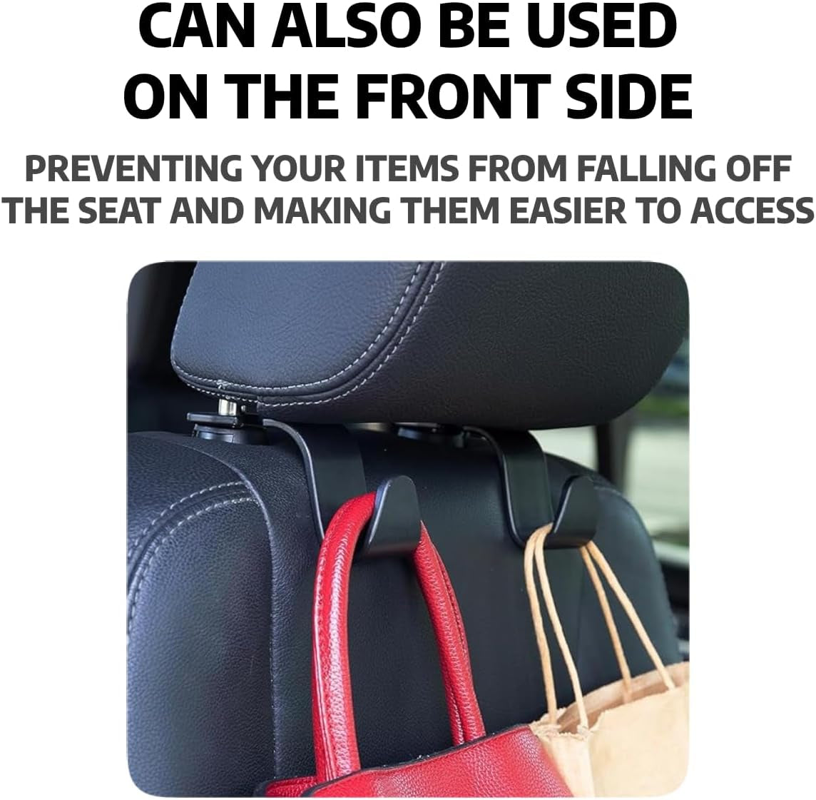 Car Seat Headrest Hook 4 Pack Hanger Storage Organizer Universal for Handbag Purse Coat Fit Universal Vehicle Car Black S Type