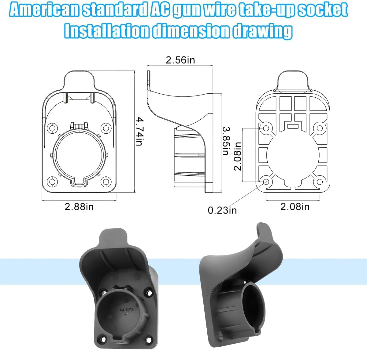 EV Charger Holder, SAE J1772 Space-Saving Wall Mount Portable Electric Car Charging Cable Organizer, Waterproof Auto Charger Cord Hanger for Outdoor, Universal for Electric Vehicles