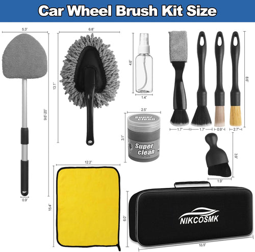14-Piece Car Interior Detailing Kit with Windshield Cleaner Tool